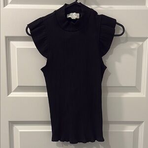 Elegant Black Ruffled Sleeve Blouse